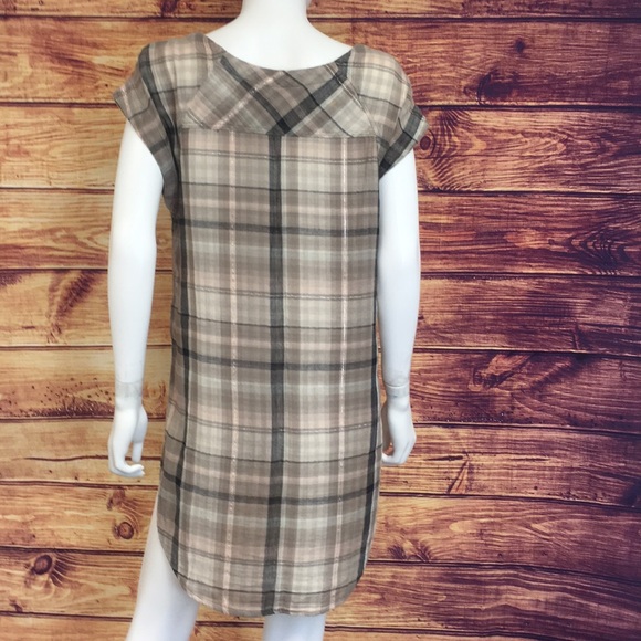 Anthropologie Soft Cotton Plaid Short Sleeve Tunic - Picture 4 of 5